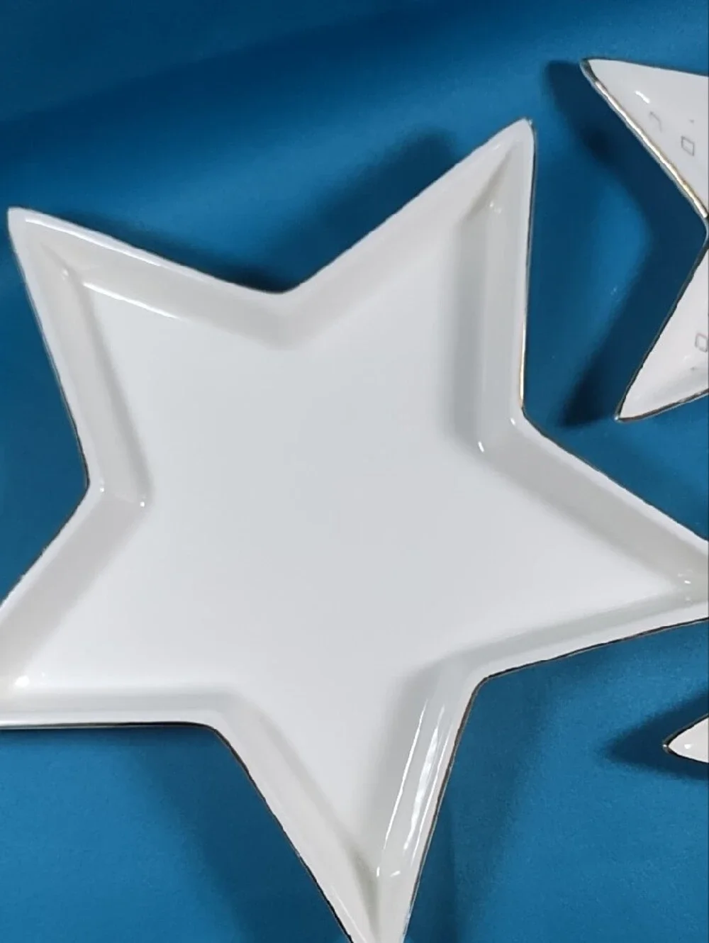 Macy's Set of 3 Ceramic Star Trinket Trays Strip Diamond Solid